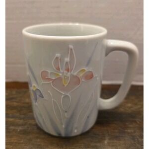 Vintage Otagiri Mug Floral Lite Hand Painted Japan Iris Flowers